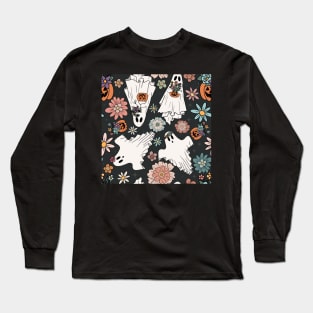 Boho Flower Crown Ghosts Long Sleeve T-Shirt